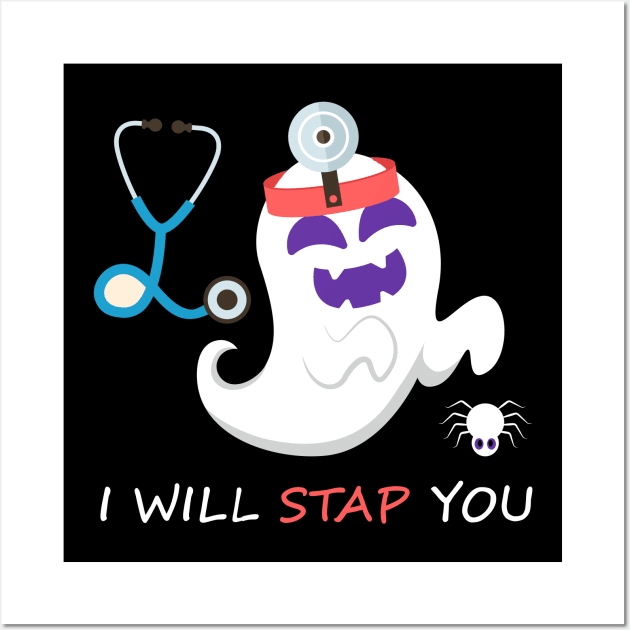 I Will Stab You Ghost Nurse Tshirt - Funny Halloween Gift Wall Art by Trendy_Designs